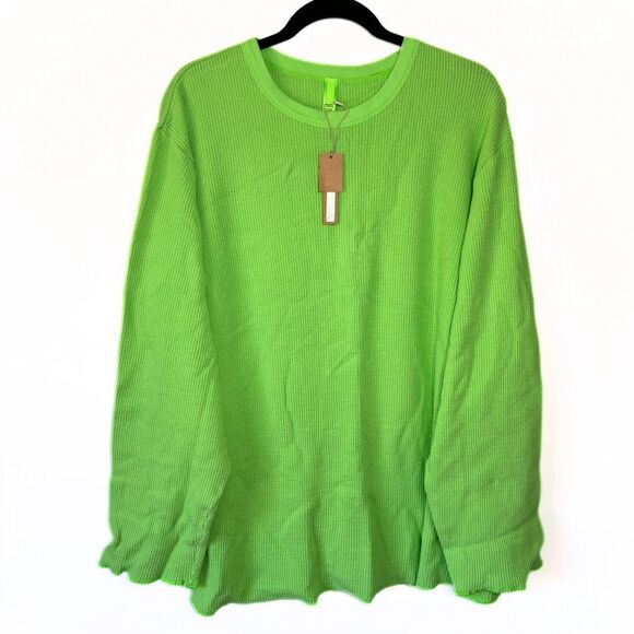 SKIMS Tops - Skims Waffle Long Sleeve T-Shirt - Neon Green - 4x - NWT